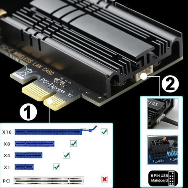 WiFi 6E PCIe-kort - 5400 Mbps - Bluetooth 5.2 - Tri-Band 6/5/2,4 GHz
