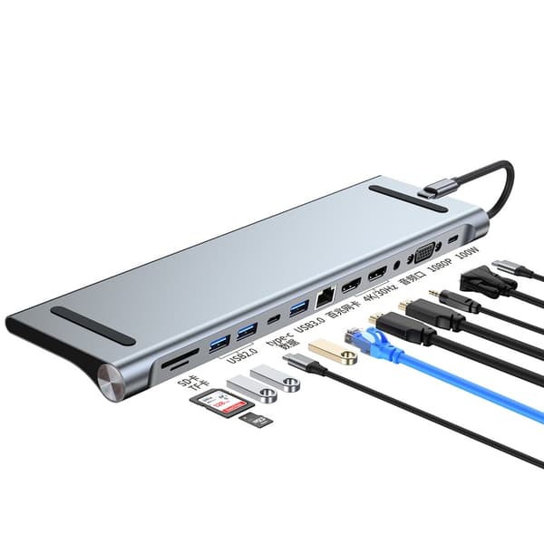 12 i 1 dockningsstation typ-c expansion, PC, dator, expansionstillbehör