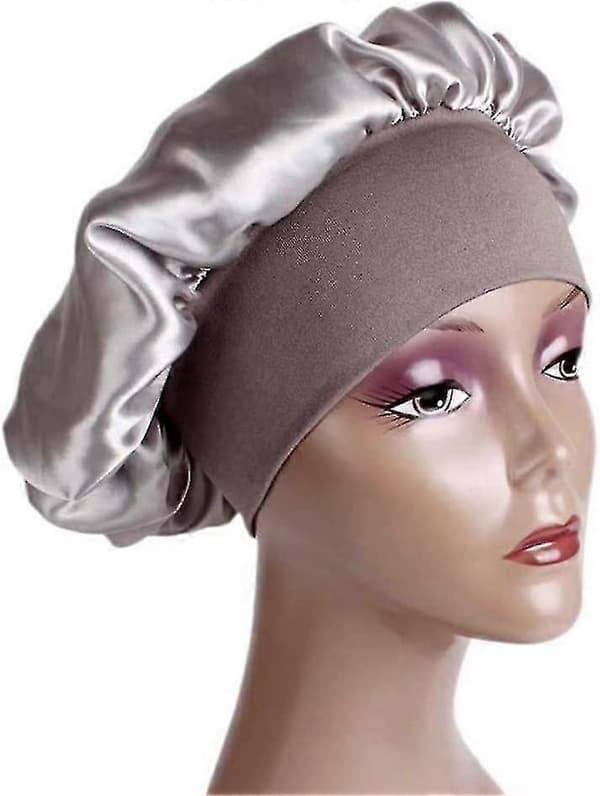 3 stk satenghette sovehette stor dusjhette med elastisk mykt bånd silke sovehodebeskyttelse silkeaktig hårbeskyttelse for kvinner krøllete hår