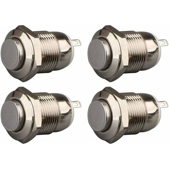 Nosheir Selvspærrende Vandtæt Afbryder - 4 Stykker - 12mm Diameter - Rustfrit Stål - Selvspærrende - IP67 - IK10