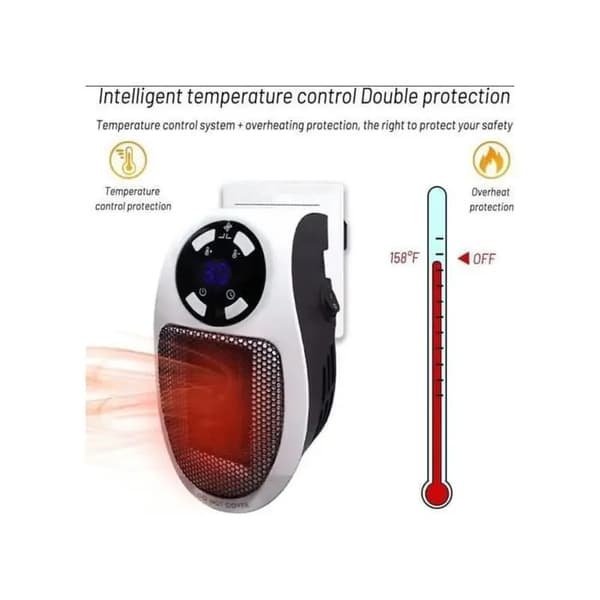 Mini elektrisk luftvärmare - 500W - Termostatsystem - Konvektion - Klass 2 - Dubbel isolering