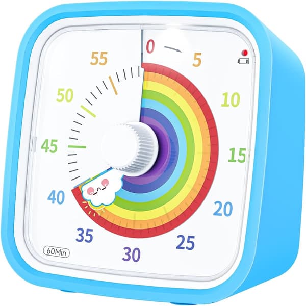 Børnetimer 60 Minutters Nedtællingstimer til Børn og Voksne (Regnbueblå)