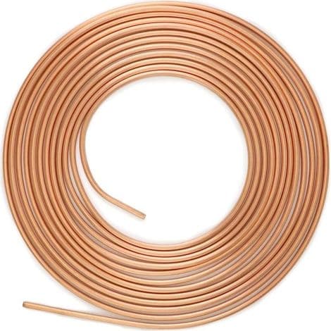7,6 m kopparbromsslang, bromsrör, OD 4,76 mm, ID 3,3 mm med 16 muttrar