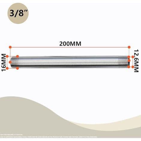 Stk 200MM 3/8\" Utvendig × 3/8\" Utvendig BSP Gjenge 304 Rustfritt Stål Forlenger Nipler Støpte Rørfittings