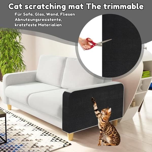 Kradsemåtte til sofa, kradsetræ til sofa, kattetræ, kattekradsebræt, 200 cm x 40 cm x 4 mm