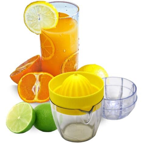 Citruspress, gul och transparent, 8 x 10,4 x 5 cm