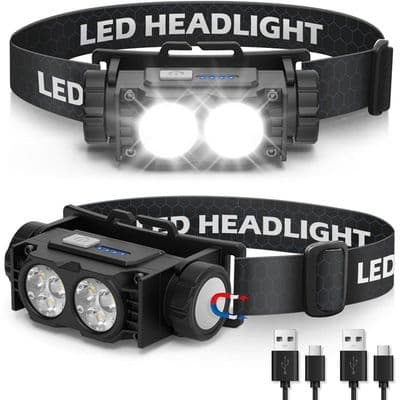Hodelykt - XVX - 2000 Lumen - USB Oppladbar - IPX5 Vanntett - 3 Lysmoduser