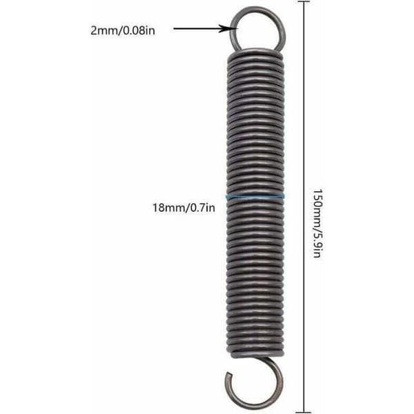 Spændingsfjeder i rustfrit stål - Nosheir - Dobbeltkrog - Rustfrit stål - Poleret - Tråddiameter 2 mm
