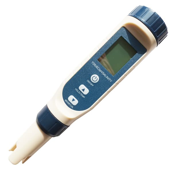 Vanntett salinitetsmåler, nøyaktighet ±0,1 pH, pH-område 0-14, temperatursensor ±0,5 ℃