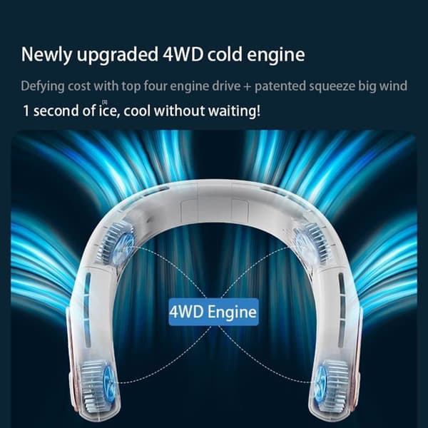 Bærbar ventilator - XVX - 4000mAh - 3 hastigheder - LED - Halsrem