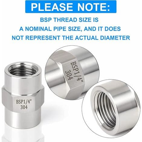 5 Stykker 1/4\" BSP Hun til Hun Sekskantfatning, 304 Rustfrit Stål Rørfitting Adapter til Industriel VVS