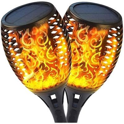 Solcellsfackla - Flamma - 2-pack - Vattentät - Trädgård - LED