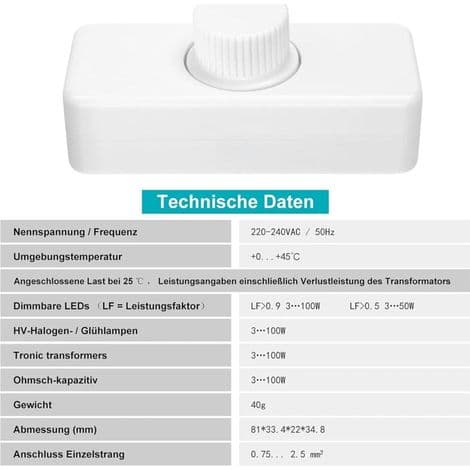 3W-100W LED lysdæmper og 220-240V drejedæmper med smart dæmpningsknap til dæmpbare LED-lys og mere.