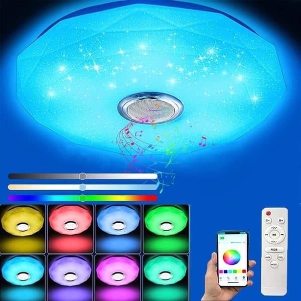 LED Taklampe - 36W - Bluetooth - Fjernkontroll og App-kontroll