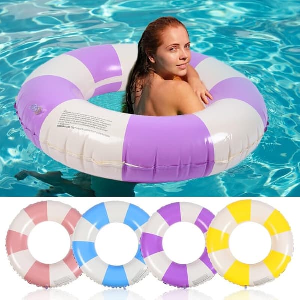 Oppustelig pool-flyder til voksne. Pool-flyder. Retro stribet oppustelig flyder. [lilla]