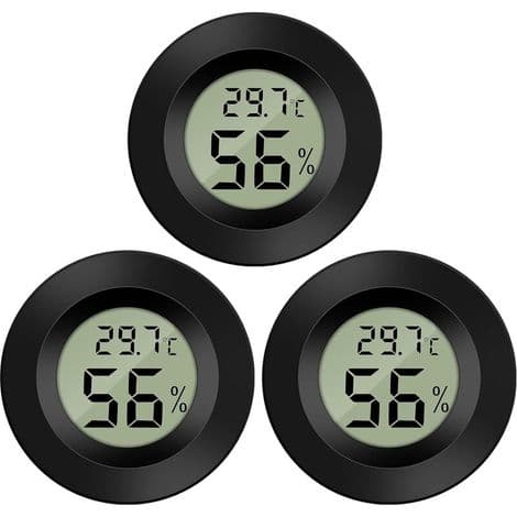 Rund digital termometer-hygrometer för reptiler, terrarier, akryllådor med LCD-display