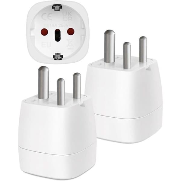 Reisepluggadapter - XVX - 2 stk - EU til type D - Kompatibel med India, Nepal, Sri Lanka