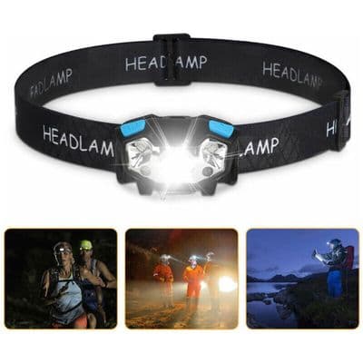 LED Hodelykt - 5000 lumen - Bevegelsessensor - IPX6 Vanntett - USB Oppladbar - 5 Lysmoduser