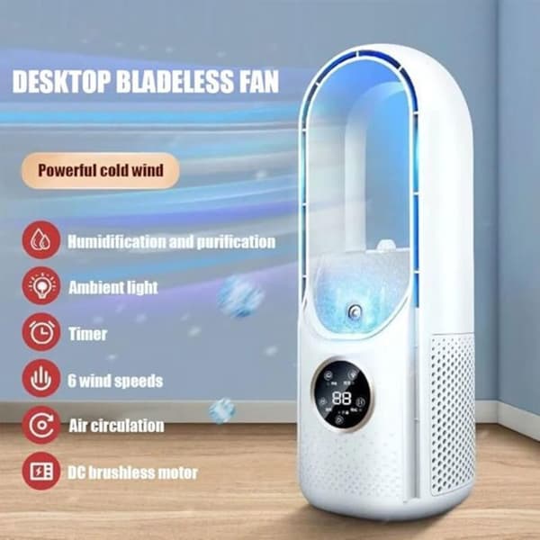 Bladeless ventilator - XVX - Tårn - 6 hastigheder - Oscillerende - Hvid