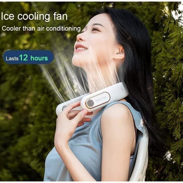 Bærbar ventilator - XVX - 4000mAh - 3 hastigheder - LED - Halsrem