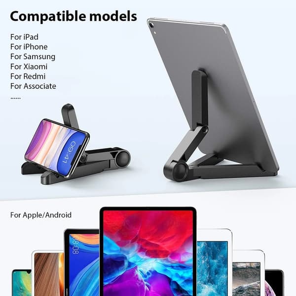 Universal Tablet Stand Foldbar Simpel Let at Bære Mobiltelefonholder Sort 2025