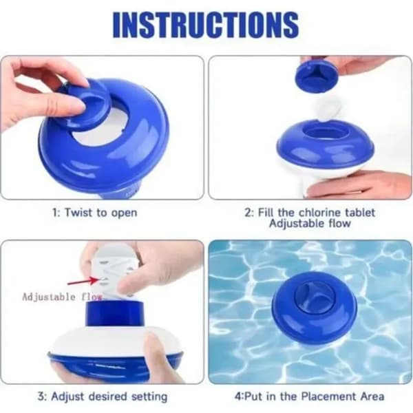 12,7 cm flydende klordispenser til swimmingpools, soppebassiner, spa og vandlande (blå)