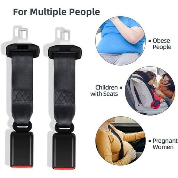 2-pack säkerhetsbältesförlängare - Bilbältesspänne - 23CM Etikett