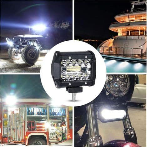 Sett med 2 LED-lysstenger, 10,2 cm, 60 W, tåkelys, vanntett, for lastebil, båt, ATV, UTV, SUV
