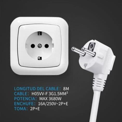 5m forlængerkabel med Schuko 16A/250V sikkerhedsstik, hvid