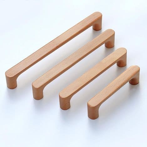 Sæt med 2 massive møbelgreb i bøgetræ, original træfarve, enkel og moderne stil til garderobe, dør, kommode (128MM)