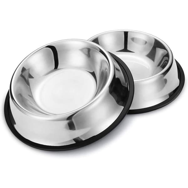Hundeskål - Rustfritt stål - Sklisikker - 22,5 CM - 2-pakning