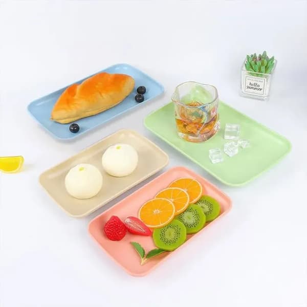 Rektangulära serveringsbrickor, 4 delar, plast, 23,6x14,2 cm, perfekt för caféer och restauranger