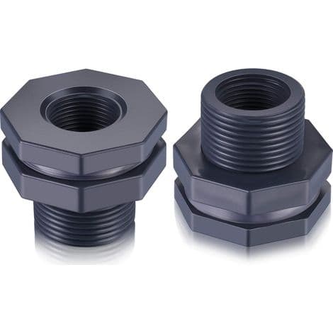 2-delt PVC-skottkobling for regntønner, akvarier, vanntanker (3/4\")