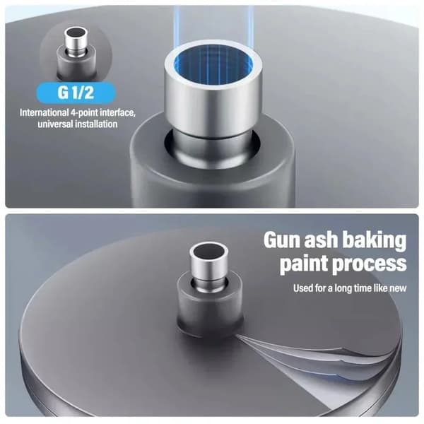 Højtryksregnbruserhoved, 6 tilstande, 361° rotation, top spray brusetilbehør, nyt, sort