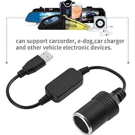 USB A han til 12V hun cigarettænderstikkonverter, USB-port strømkonverter til GPS dashcam (60cm)