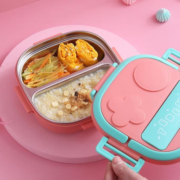Matboks, bento-boks, matboks med rom, rustfritt stål, oppvarmet matboks