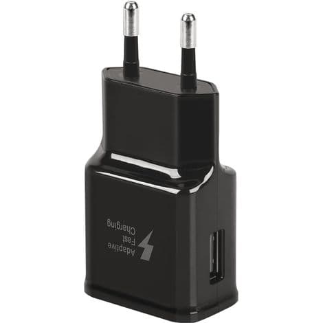 USB-strømopladerstikadapter til Samsung Galaxy S6/S8/S10, original erstatningshurtigoplader, sort