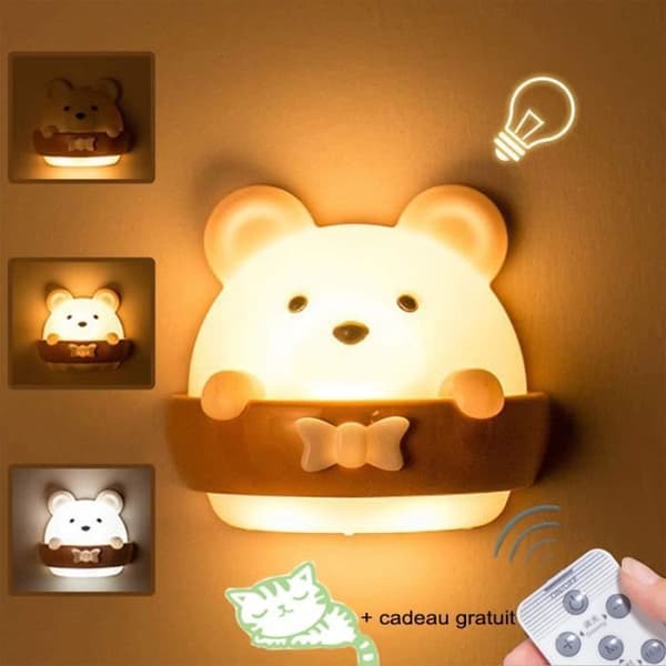Babynattlampe - 3 lysmoduser - fjernkontroll - oppladbar