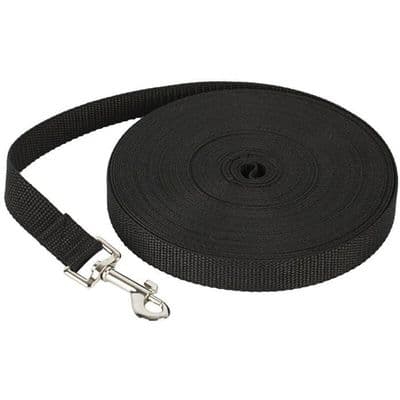 Hundesnor - XVX - 10 meter - Sort Nylon - Komfortabel - Ideel til Træning - Holdbar