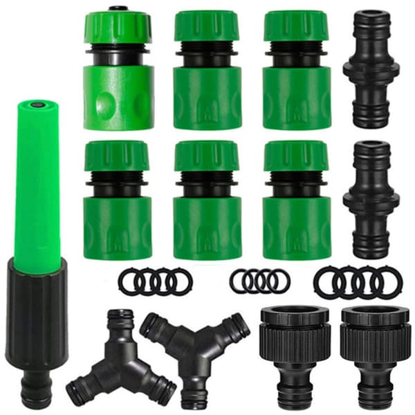Set med 13 snabbkopplingar för trädgårdsslang (6 st 1/2\" snabbkopplingar, 2 st dubbla kopplingar, 2 st kranmunstyckeskopplingar)