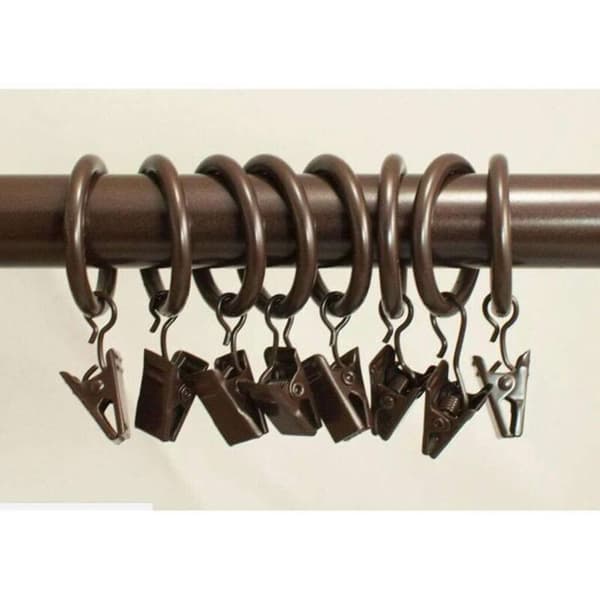 Duschdraperiringar - Nosheir - 12-pack - Koppar - Diameter 32mm - Kraftiga fjäderklämmor