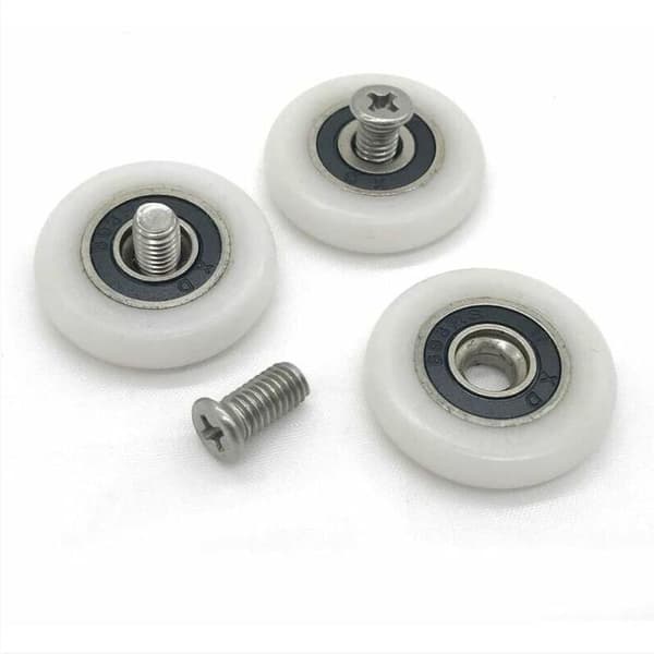 Uppsättning med 8 ersättningshjul för duschdörr, 23 mm diameter