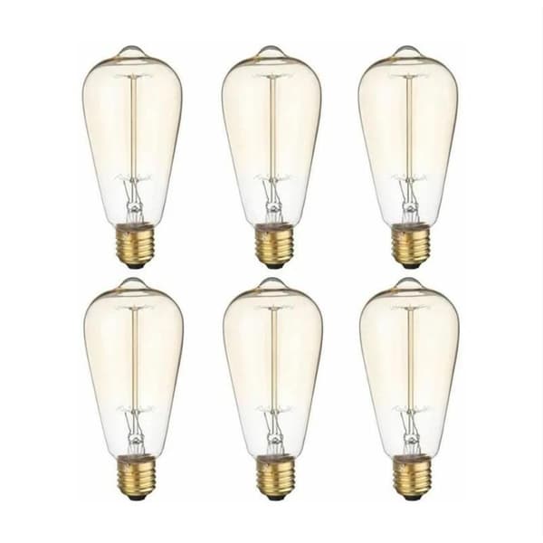 Erstatningslampe til Edison-pære - E27, 40W, 220V, 6 enheder