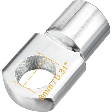 M8 gassfjærende endestykke, 8 mm innvendig gjenge, hulldiameter, A3 stål, sølv, 2 stk.