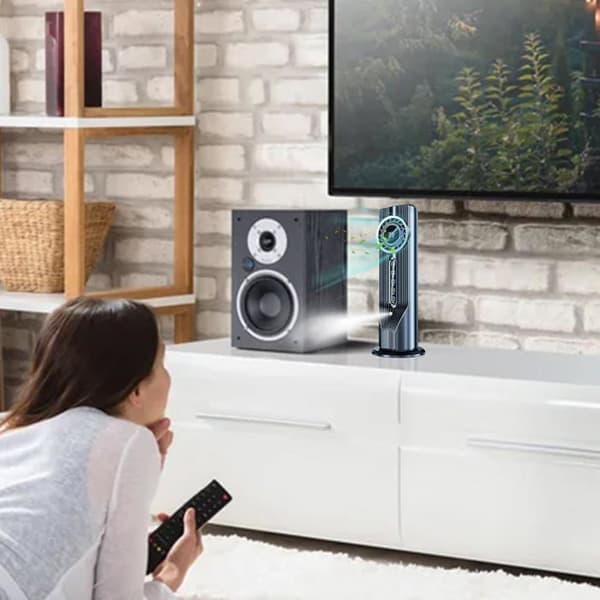 Bärbar luftkonditionering, USB-driven, 6 hastigheter, timerfunktion, personlig justerbar bris, för sovrum, kontor (grå)