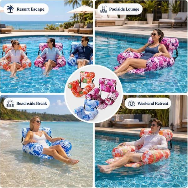 2 STK Pool Float - Oppustelig Loungestol - Essentiel til Vandfester - Robust Poolstol