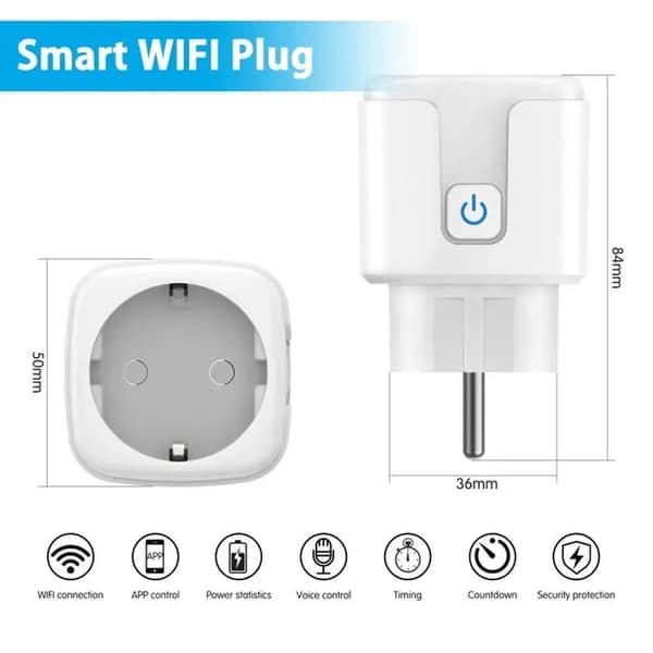 WiFi Smart Plug 4-pakning - 16A 3680W - Energiforbruksovervåking - Fjernkontroll