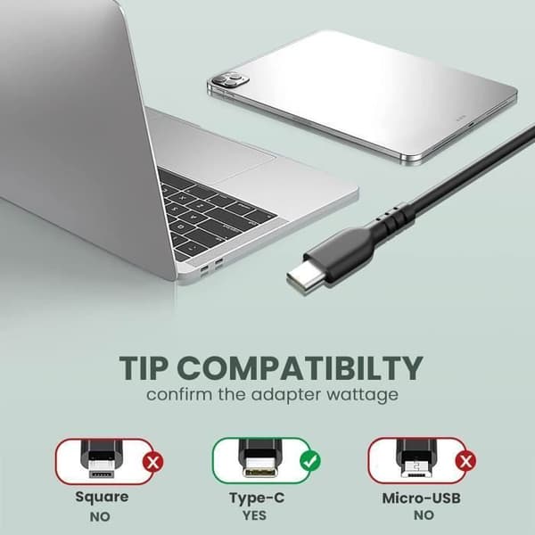 Kompatibel med 65W HP, ASUS og andre AC-adaptere, 20V 3.25A for lading av bærbare datamaskiner