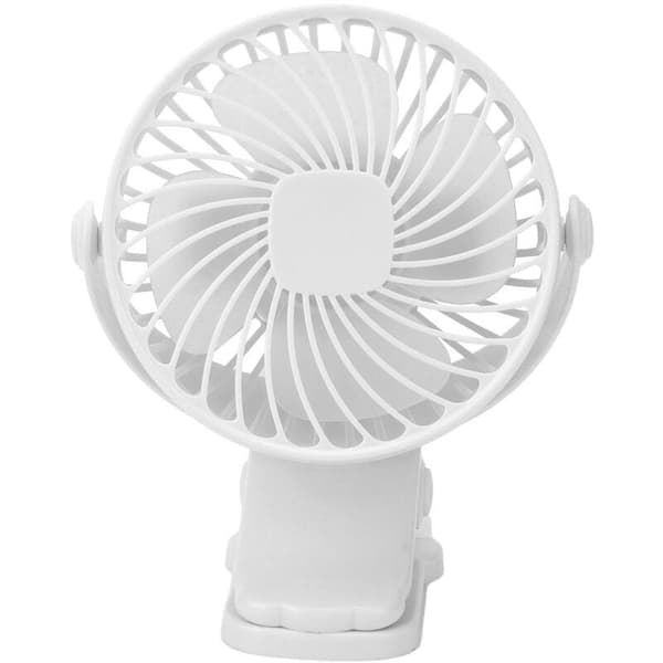 Mini USB clip-on ventilator, hvid ABS, 720° rotation, 3 blæserhastigheder, støjsvag drift - pink