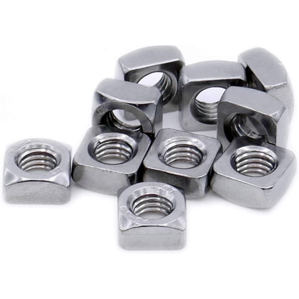 M8 (8 mm) firkantmutter (faset) – Rustfritt stål (A2) (pakke med 20)